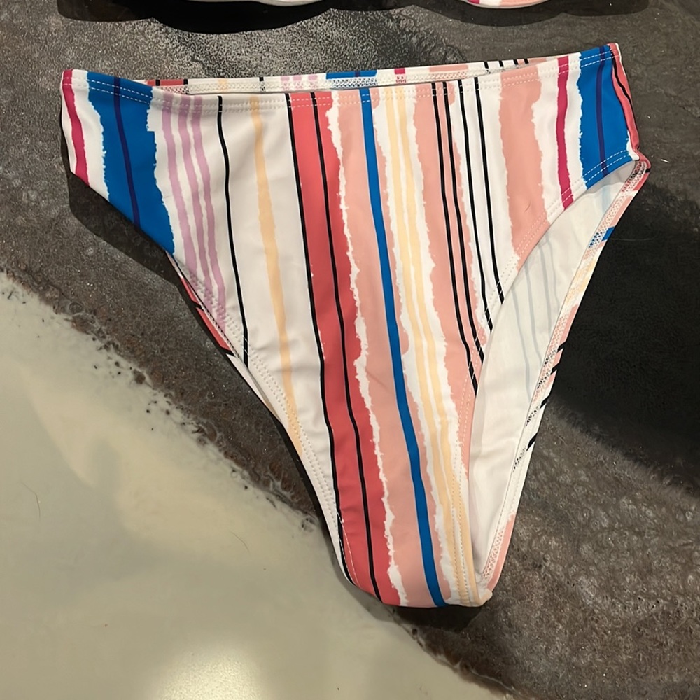 Striped High Rise Swim Suit - Picture 4 of 5
